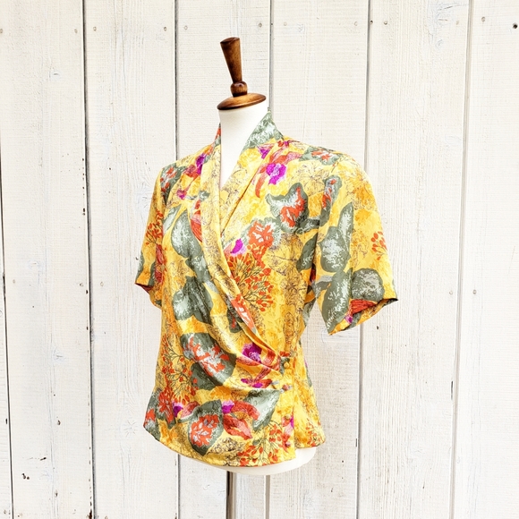 Vintage 80s Nicola Floral Print Blouse Top Size 10 - Picture 2 of 6